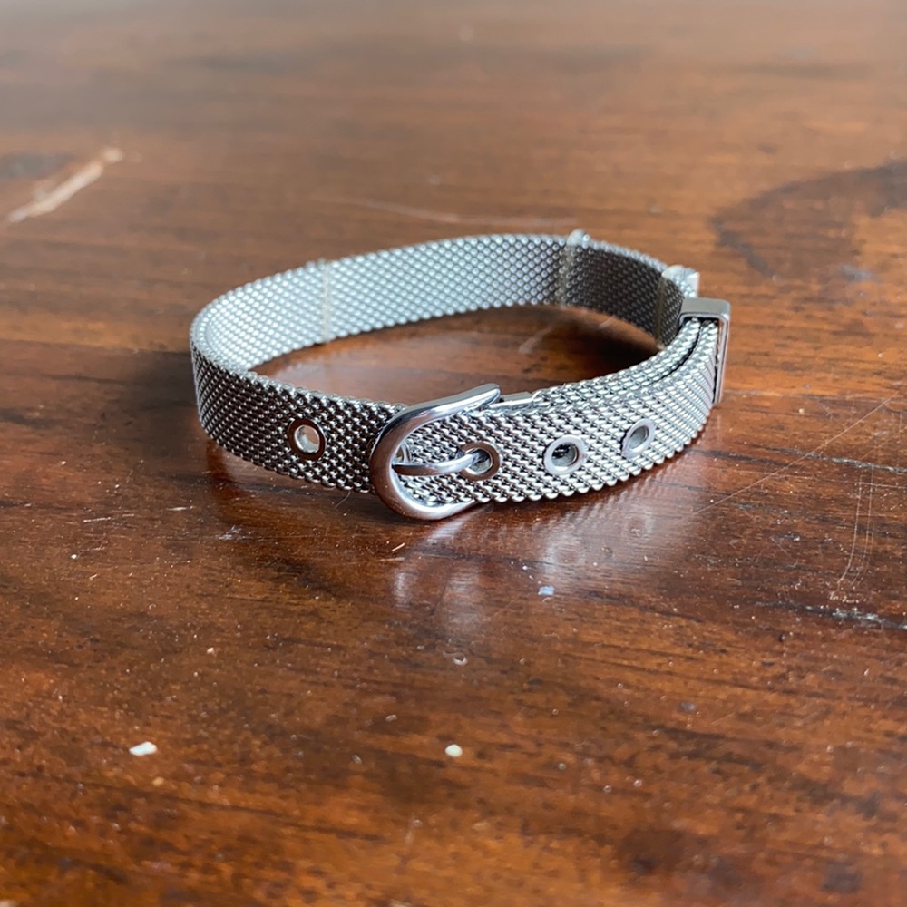 Keep Collective silver mesh bracelet.